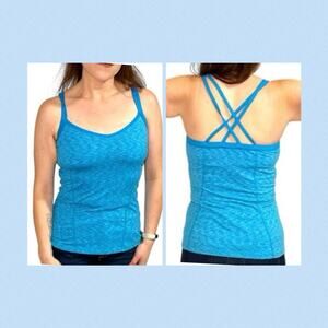 The North Face - Blue Athletic Tank Top - Small Medium - Crisscross Strappy Back